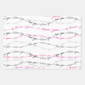 Elegantes Rosa, Schwarz, und ich Liebe Sie Valenti Geschenkpapier Set (Vorderseite 2)