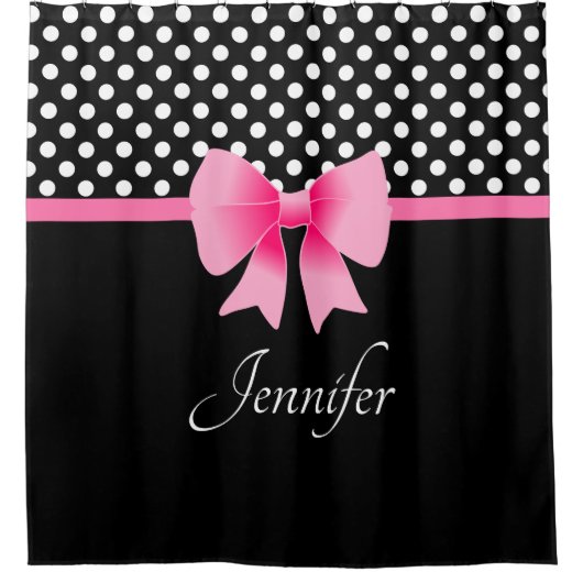 Elegantes rosa, schwarz-weißes Muster Duschvorhang (Vorderseite)