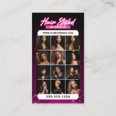 Elegantes Rosa & Schwarzes Haar Stylist Salon Foto Visitenkarte (Rückseite)