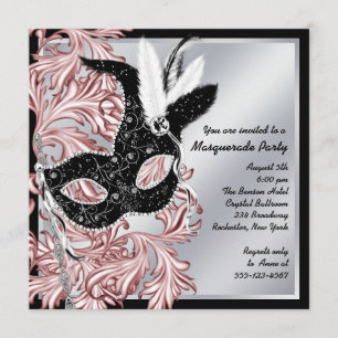 Elegantes rosa Schwarzes Party Einladung