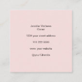 Elegantes, rosa Schwarzes Script 3 Foto Makeup Quadratische Visitenkarte (Rückseite)