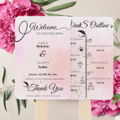 Elegantes rosa Script Wedding Program und Timeline Fächer