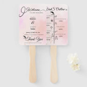 Elegantes rosa Script Wedding Program und Timeline Fächer (Vorne und Hinten)