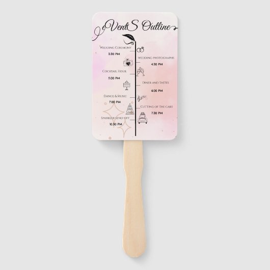 Elegantes rosa Script Wedding Program und Timeline Fächer (Rückseite)