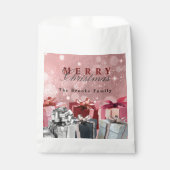 Elegantes Rosa Silber Wrapped Geschenkboxen Weihna Geschenktütchen (Vorderseite)
