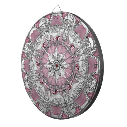 Elegantes rosa Silberdekoratives Dartboard Dartscheibe (Vorderseite rechts)