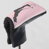 Elegantes Rosa | Silhouette des weiblichen Golfers Golf Headcover (3/4 Vorderseite)