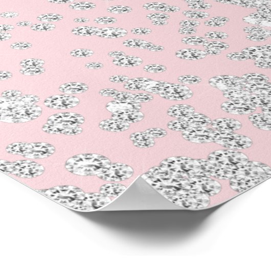 Elegantes Rosa Silver Confetti Brautparty Poster (Ecke)