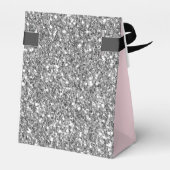 Elegantes rosa Silver Glitzer Monogram Name Script Geschenkschachtel (Rückseite)
