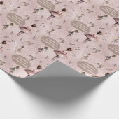 Elegantes rosa Silver Name Age Text Ballet Tutu Geschenkpapier (Ecke)