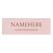 Elegantes Rosa Simple Basic Minimal Modern Namenschild (Vorderseite)