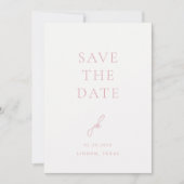 Elegantes rosa Skript-Monogramm-Hochzeit Save The Date (Vorderseite)