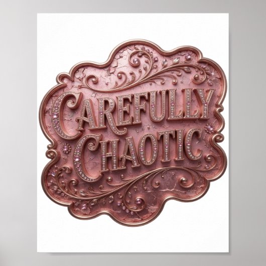 Elegantes Rosa SORGFÄLTIG CHAOtisch Poster (Vorne)