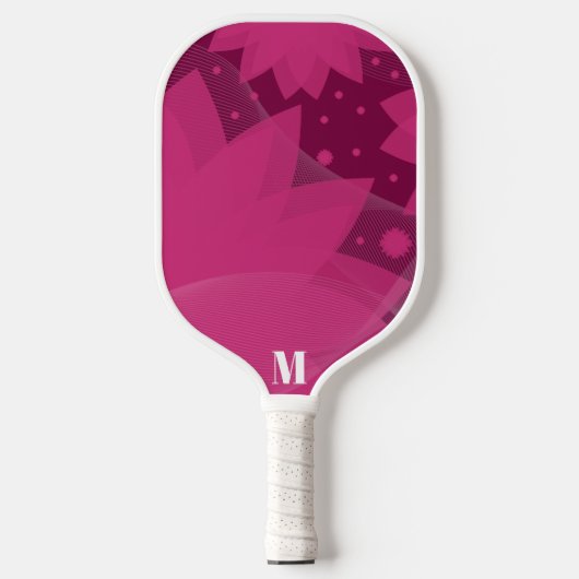 Elegantes rosa Spitzen und weißes, modernes Monogr Pickleball Schläger (Vorderseite)