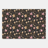 Elegantes rosa Sternmuster gekachelt Geschenkpapier Set (Vorderseite)