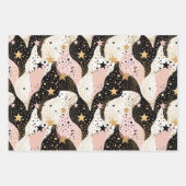 Elegantes rosa Sternmuster gekachelt Geschenkpapier Set (Vorderseite)