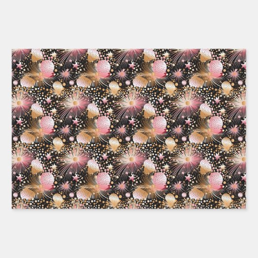 Elegantes rosa Sternmuster gekachelt Geschenkpapier Set (Vorderseite 2)