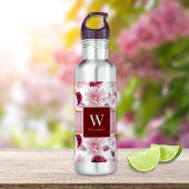Elegantes rosa Streifen Monogramm personalisieren Edelstahlflasche