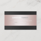 Elegantes rosa Streifen Schwarzes Berufliches Mono Visitenkarte (Rückseite)