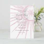 Elegantes rosa Sun Moon Doodle Mandala Weißes Desi Einladung (Stehend Vorderseite)