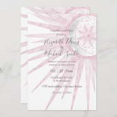 Elegantes rosa Sun Moon Doodle Mandala Weißes Desi Einladung (Vorne/Hinten)