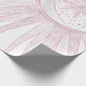 Elegantes rosa Sun Moon Doodle Mandala Weißes Desi Geschenkpapier (Ecke)