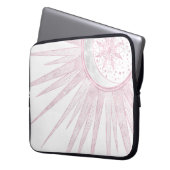 Elegantes rosa Sun Moon Doodle Mandala Weißes Desi Laptopschutzhülle (Vorderseite Links)