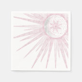 Elegantes rosa Sun Moon Doodle Mandala Weißes Desi Serviette (Vorderseite)