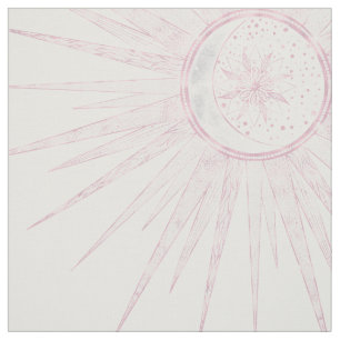 Elegantes rosa Sun Moon Doodle Mandala Weißes Desi Stoff