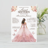 Elegantes Rosa Sweet 16 Extravagante Dress Einladu Einladung (Stehend Vorderseite)