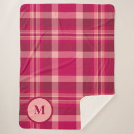 Elegantes rosa Tartan Muster Monogramm Sherpadecke