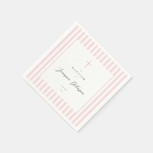 Elegantes rosa Taufpapier Napkin Serviette (Ecke)