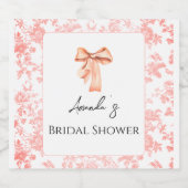 Elegantes Rosa Toile Brautparty Brunch Schaumweinetikett (Einzelnes Label)