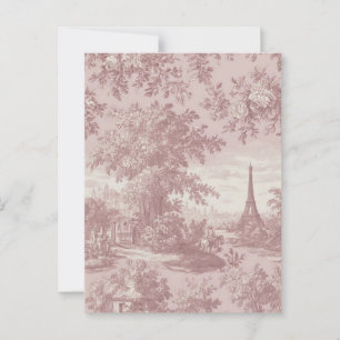 Elegantes rosa Toile de Jouy französisches Land Sz Postkarte