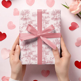 Elegantes rosa Toile-Muster | Oster-Verpackungspap Geschenkpapier