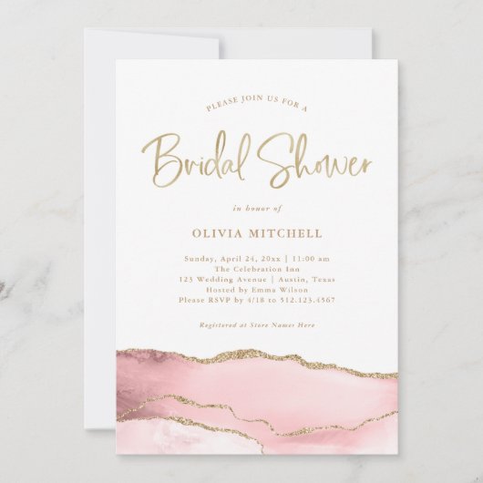 Elegantes Rosa Tor mit Gold | BRAUTPARTY Einladung (Vorderseite)