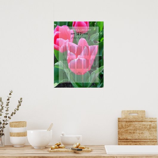 Elegantes rosa Tulips Hochzeitssattel Poster (Küche)