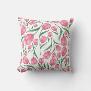 Elegantes rosa Tulpenmuster floral Kissen