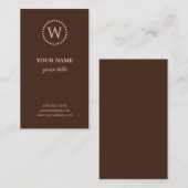 Elegantes Rosa u. Brown-Monogramm-Visitenkarten Visitenkarte (Vorne/Hinten)