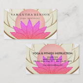 Elegantes Rosa-u. Goldlotos-Blumen-Logo-Yoga Visitenkarte (Vorne/Hinten)