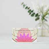 Elegantes Rosa-u. Goldlotos-Blumen-Logo-Yoga Visitenkarte (Stehend Vorderseite)