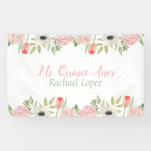 Elegantes rosa u. weißes Aquarell mit Blumen Banner