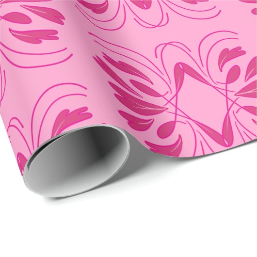 Elegantes Rosa über geometrisches Scrolldesign Geschenkpapier (Rolleneckpunkt)