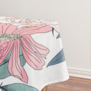 Elegantes rosa und blaues Aquarell Blumendesign Tischdecke