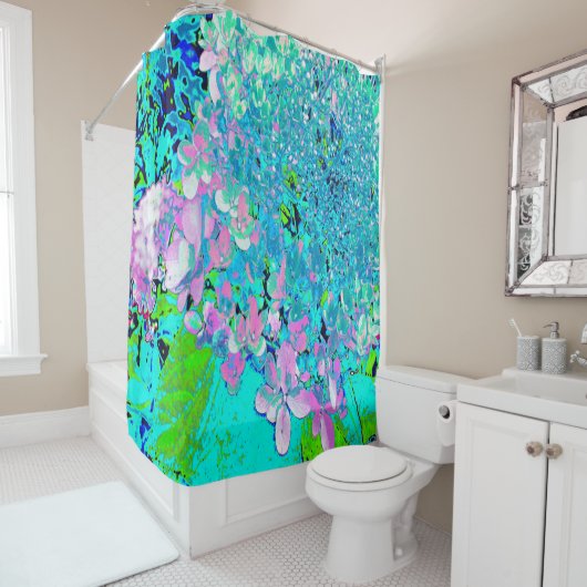 Elegantes rosa und blaues Limelight Hydrangea Duschvorhang (Beispiel)