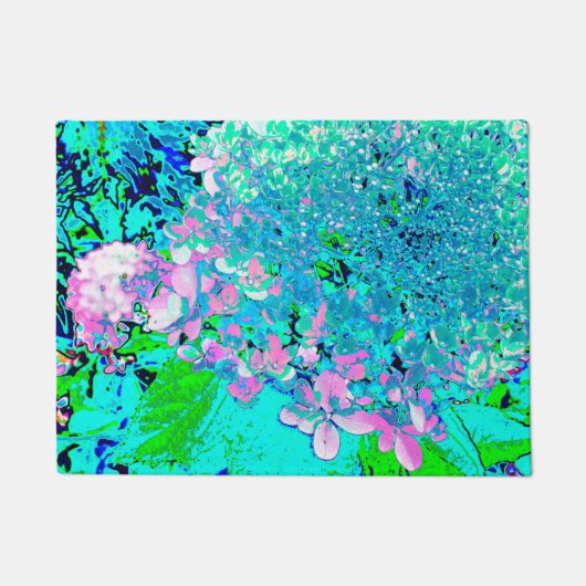 Elegantes rosa und blaues Limelight Hydrangea Fußmatte (Vorderseite)