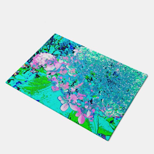 Elegantes rosa und blaues Limelight Hydrangea Fußmatte (Schrägansicht)