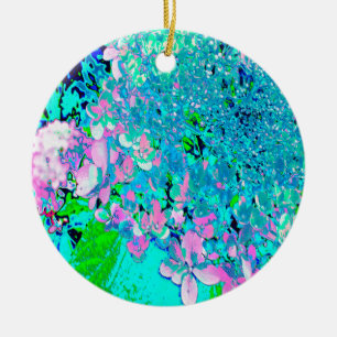 Elegantes rosa und blaues Limelight Hydrangea Keramik Ornament
