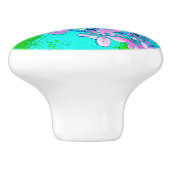 Elegantes rosa und blaues Limelight Hydrangea Keramikknauf (Seitenansicht)