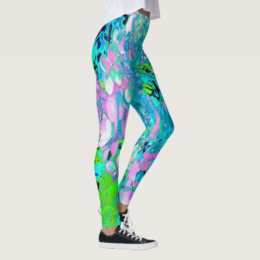 Elegantes rosa und blaues Limelight Hydrangea Leggings (Rechts)